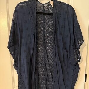 Chico's Navy with Floral Accent Coverup Sz S/M